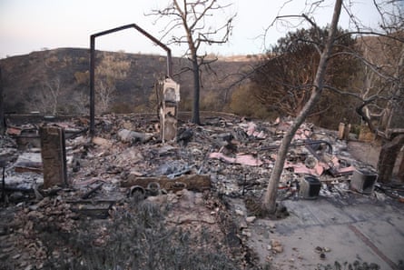 The ruins of Mel Gibson’s home, destroyed in wildfires in Los Angeles, January 2025