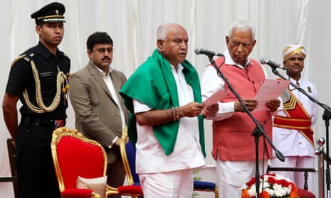 BJP leader BS Yeddyurappa is sworn in as chief minister of Karnataka.