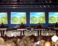 ‘Perfect, metronomic beauty’ ... Kraftwerk performing at Tribal Gathering, 1997.
