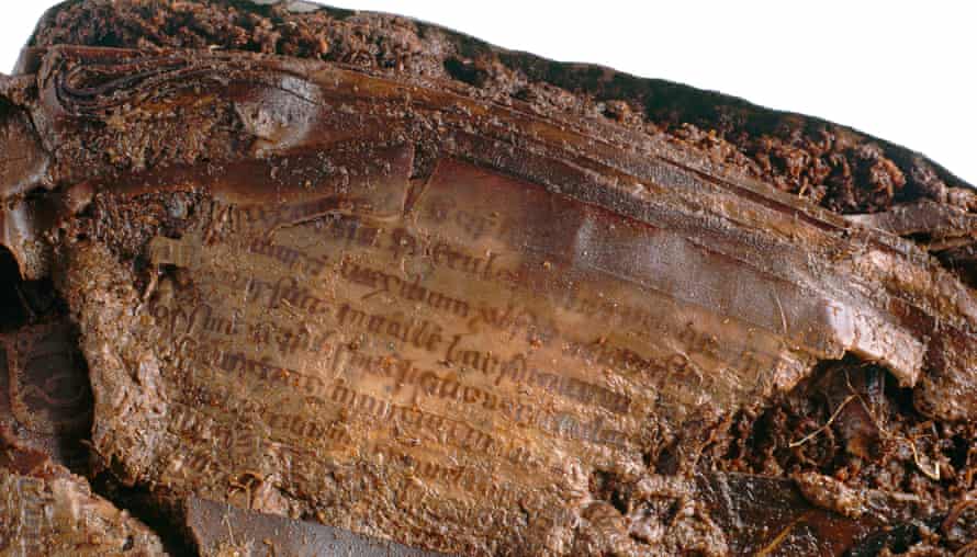 The psalter pre-conservation - lines of psalms clearly visible