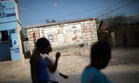 An Oxfam sign in Corail, a camp for people displaced by the 2010 earthquake in Haiti.