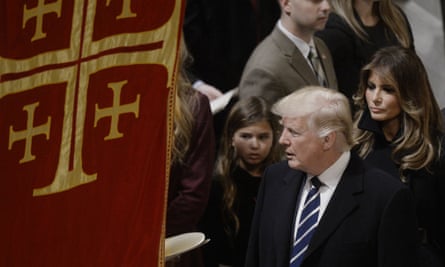 President Donald Trump and first lady Melania Trump attends a prayer service at the National cathedral in Washington DC.