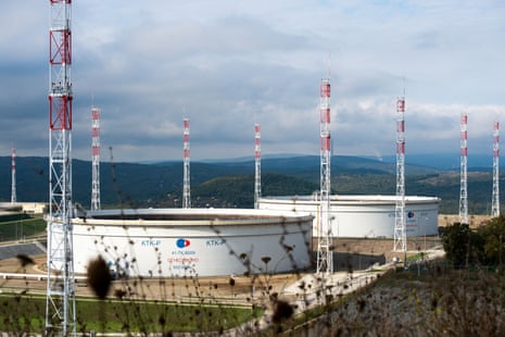 A view shows the crude oil terminal Yuzhnaya Ozereyevka owned by Caspian Pipeline Consortium (CPC) near the Black Sea port of Novorossiisk, Russia.