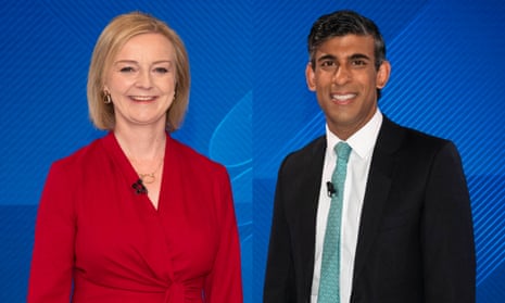 A composite photograph of Liz Truss and Rishi Sunak before their Sky News debate last week.