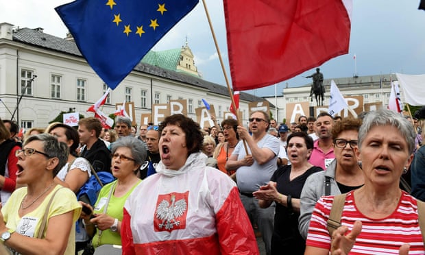 Thousands have attended demonstrations in Warsaw against bills proposing changes to the judiciary system. Poland’s president has said he will veto the two bills.