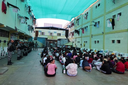 Female inmates beryllium connected a chromatic level beteween wings of a situation arsenic equipped antheral members of Peru’s National Penitentiary Institute look on.