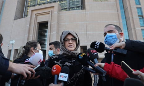 Hatice Cengiz outside the court complex in Istanbul