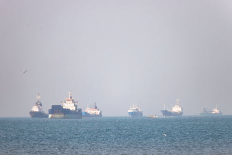 Vessels in the strait of Hormuz near Bandar Abbas, Iran