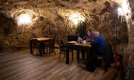 Dining in the caves at Marsden Grotto.