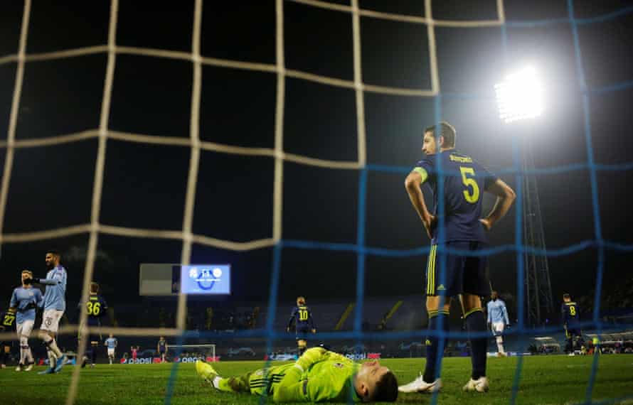 Zagreb’s Arijan Ademi reacts after conceding.