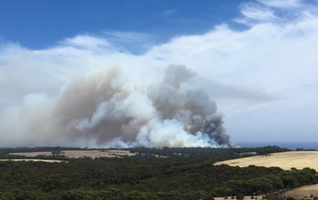 Smoke billows from the fire on Wednesday