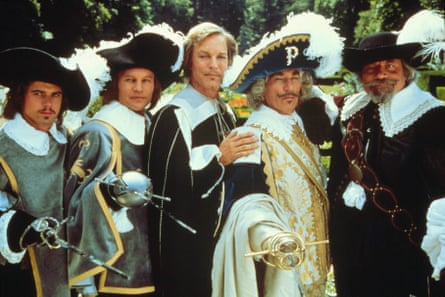 The Return of the Musketeers, 1989, with from left: C Thomas Howell, Michael York, Richard Chamberlain, Frank Finlay and Oliver Reed.