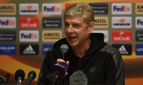 Arsene Wenger speaks to the press at Sheremetyevo Airport in Moscow. ‘We will play with our best possible team and have a positive attitude.’