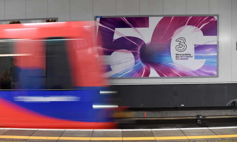 A 5G network poster on London Underground as the latest wireless network is introduced into Britain.