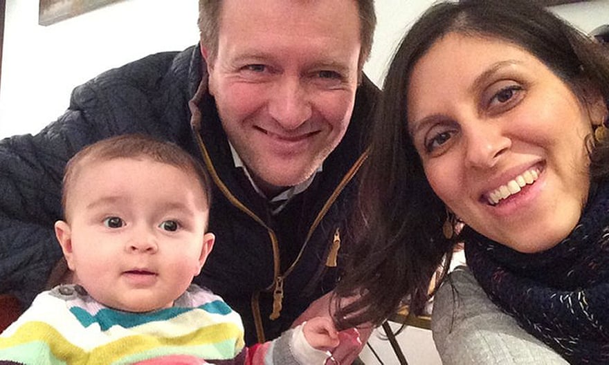 Ratcliffe and Zaghari-Ratcliffe with their daughter, Gabriella.