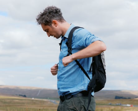 Pete Wise testing the EMS Glacier lightweight roll top 20l