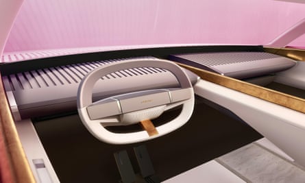 Interior of car with steering wheel
