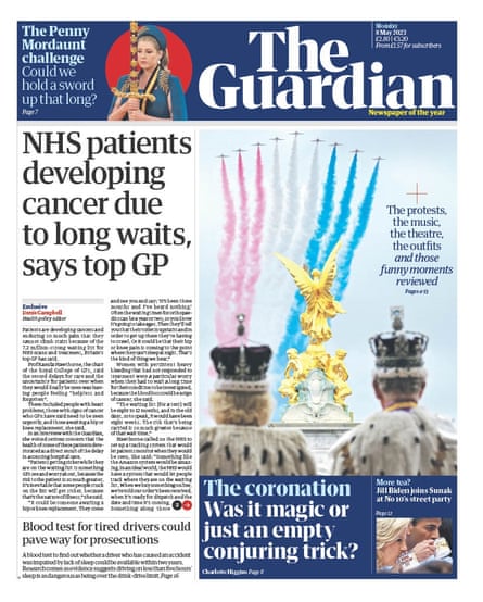 Guardian front page 8 May