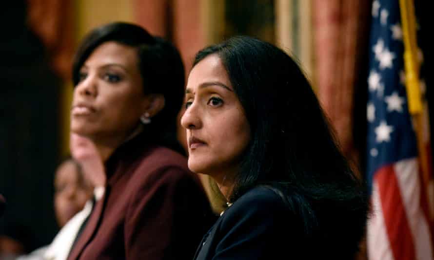 Vanita Gupta and Baltimore’s mayor, Stephanie Rawlings-Blake, discuss the findings of the justice department regarding the city’s police department in August 2016.
