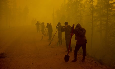 Forest wildfire near Kyuyorelyakh village, eastern Siberia, August 2021