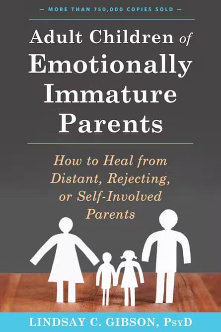 the cover of a book with a grey background white text and cut-outs of a family