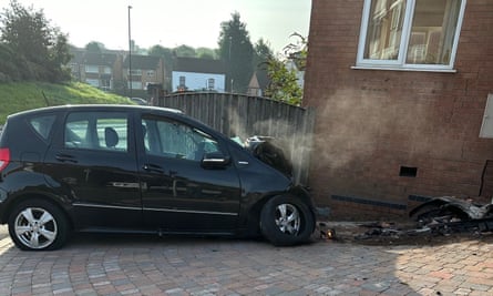 Healthcare worker named victim of Coventry hit-and-run collisions | UK News 1 The car after hitting a house