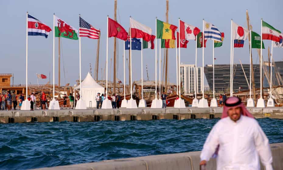 Flags of qualified countries in the 2022 World Cup in Doha, Qatar