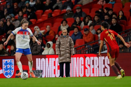England head coach Sarina Wiegman looks on from the touchline