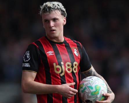 Alex Jimenez of Bournemouth during the Premier League match between Bournemouth and Crystal Palace at Vitality Stadium on May 03, 2026 in Bournemouth, England. (Photo by Steve Bardens/Getty Images)