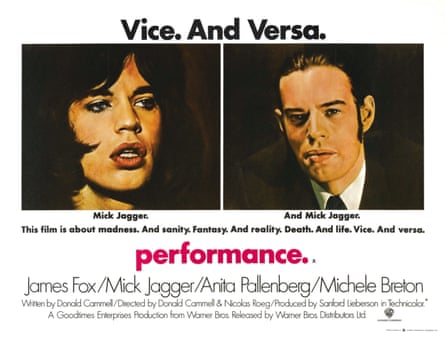 The original film poster of Performance starring Mick Jagger.