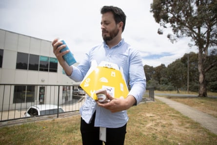 A Wing drone delivery of gelato to Guardian journalist Josh Butler in Canberra