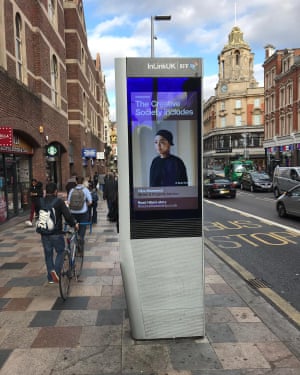 Hiba Mohammed appearing on a kiosk in Clapham, south London