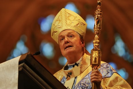 File photo of Archbishop Anthony Fisher speaking at St Mary's Cathedral in Sydney