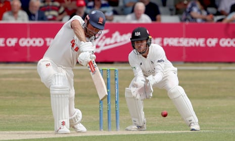 Sir Alastair Cook  drives serenely through the covers on his way to another big score for Essex in the match with Gloucestershire at Chelmsford.