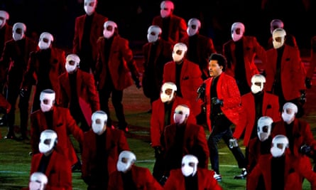 The Weeknd performs during the Super Bowl half-time show