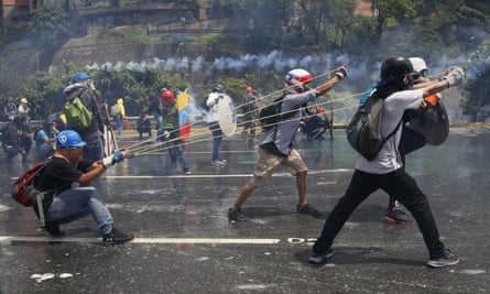 Anti-government protesters in Caracas, named the most violent city in the world in 2017.