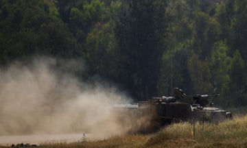 An Israeli military vehicle near the border with Gaza