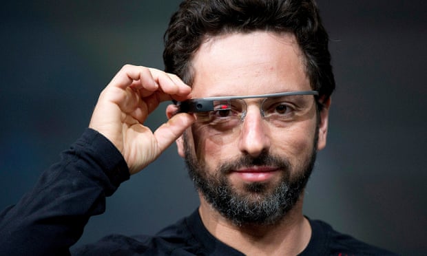 Sergey Brin, co-founder of Google, with his Google Glass.