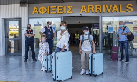 Tourists from Hamburg arriving at Heraklion airport in Crete last Wednesday. It was the airport’s first international arrival since the pandemic hit.