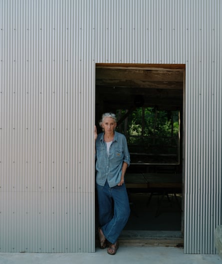 Jenny Friedberg, a resident of Rhinebeck, New York, leaning in a doorway