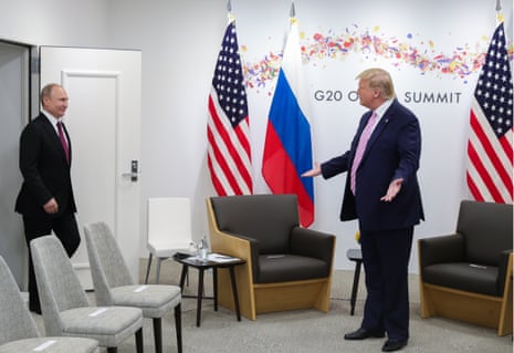 Donald Trump with Vladimir Putin at the G20 summit in Osaka in June this year. Trump voiced concern over the 2018 capture but did not blame Moscow.