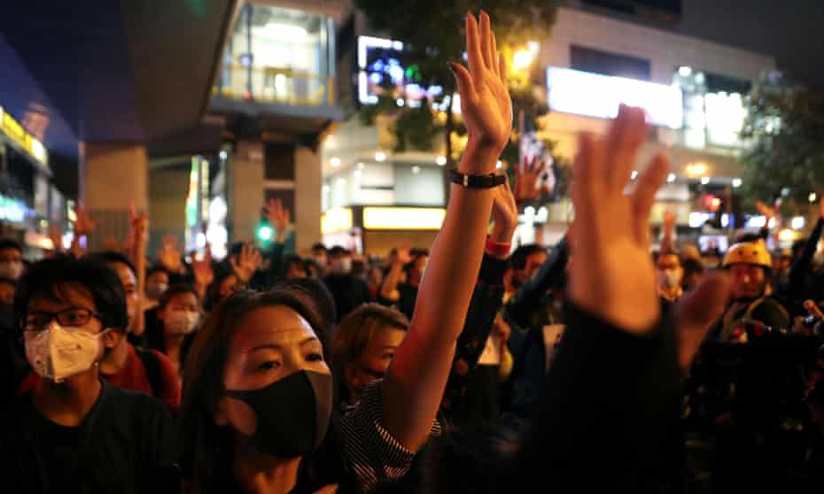 Protesters outside the Hong Kong Polytechnic University on Monday, where a number of people are still under siege.
