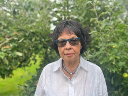 Joyce Thomas, 78, in her garden in August, She is facing removal from Sweden over hardline Brexit policy