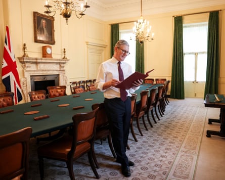 Keir Starmer inside the Cabinet Room at No 10