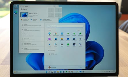 Windows 11 on the screen on the Microsoft Surface Laptop Studio