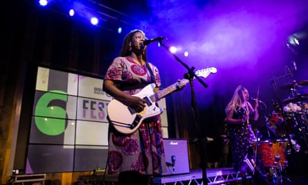 Big Joanie performing at the BBC 6 Music festival, 3 April 2022.