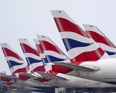 British Airways planes at Heathrow Airport, in London.