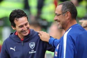 Arsenal Manager Unai Emery and Chelsea counterpart Maurizio Sarri at the start of the season.