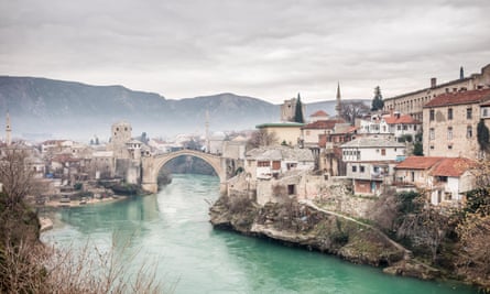 Stari Most (Old Bridge) in Old Town of Mostar.