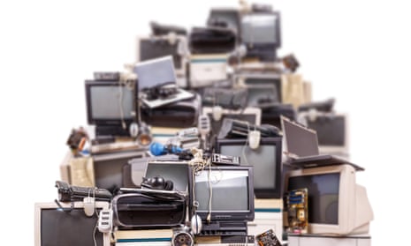 A pile of Household electronics ready for recycling … but what goes where?